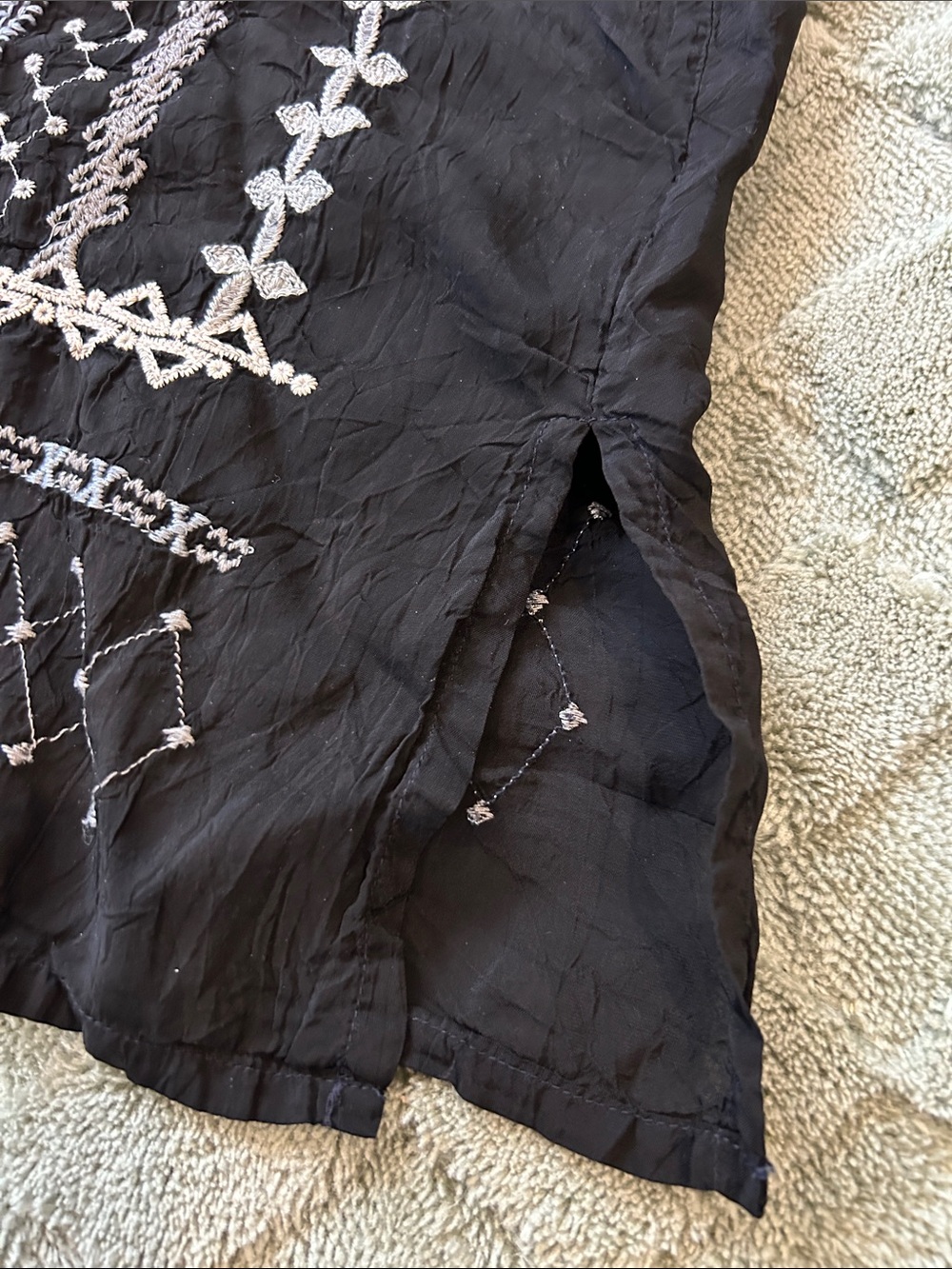 Johnny Was Black Blouse with Pink Floral Embroidery - Picture 6 of 10